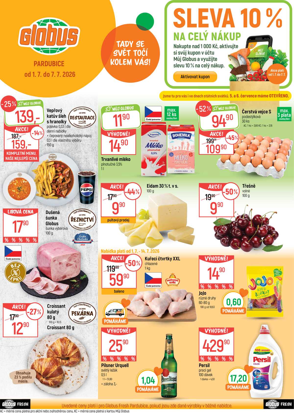 Akční leták Globus 1.7. - 7.7.2026 - Globus Pardubice strana 1