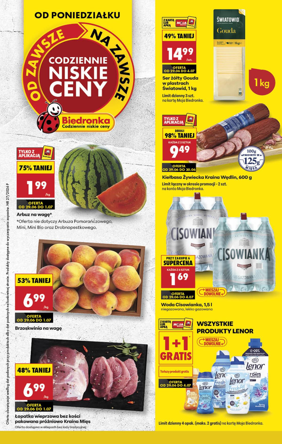 Leták Biedronka Polsko 29.6.-5.7.2026 strana 1