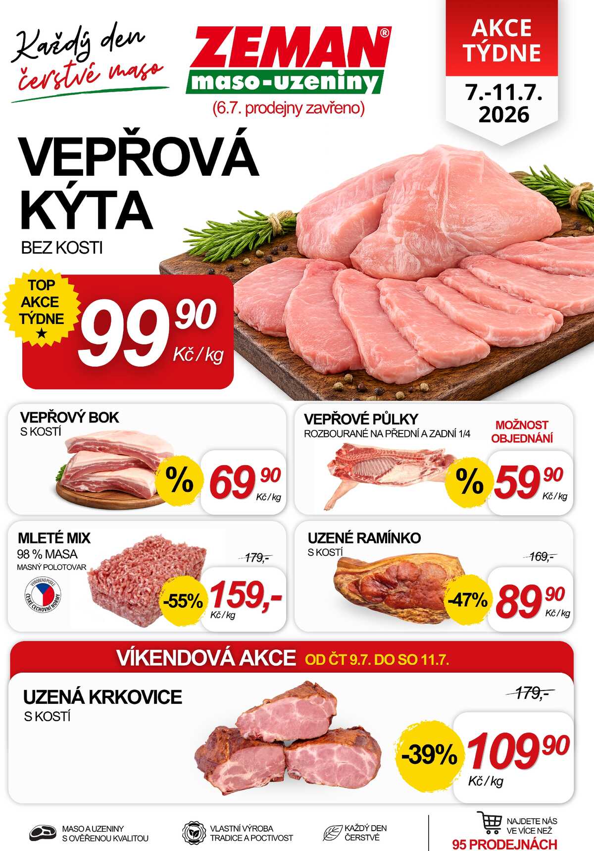 ZEMAN maso-uzeniny akční leták pro vybrané prodejny první skupiny od 7.7. do 11.7.2026 strana 1