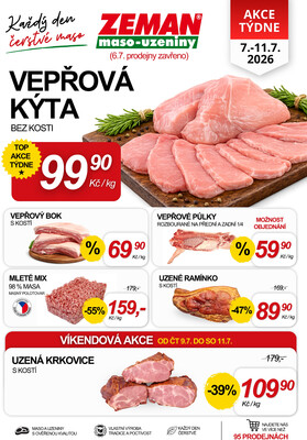 ZEMAN maso-uzeniny akční leták pro vybrané prodejny první skupiny od 7.7. do 11.7.2026