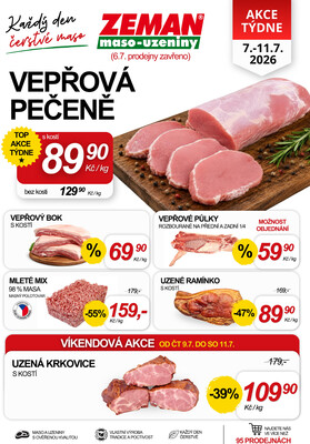 ZEMAN maso-uzeniny akční leták pro vybrané prodejny druhé skupiny od 7.7. do 11.7.2026