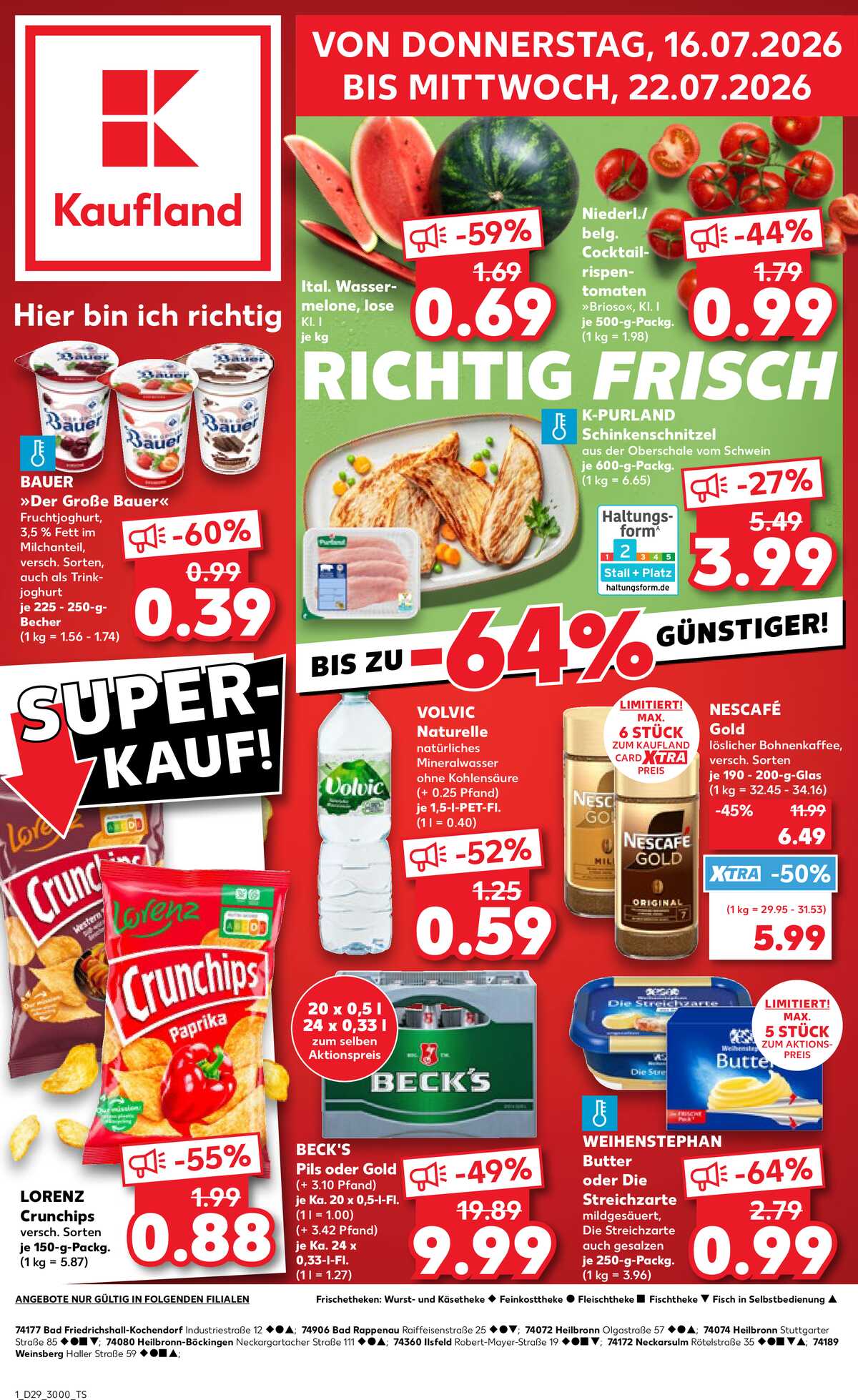 Leták Kaufland Německo 16.7.-22.7.2026 strana 1