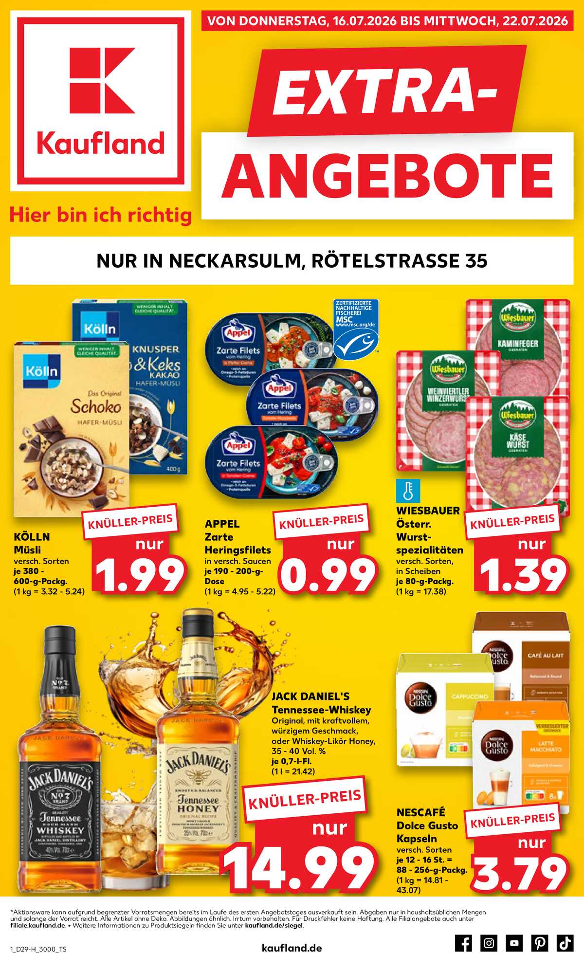 Leták Kaufland Německo 16.7.-22.7.2026 strana 1