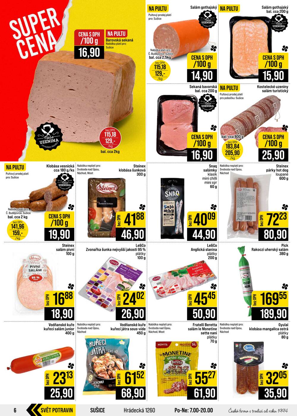 JIP Cash & Carry České Budějovice, Most, Náchod, Polička, Sušice a Svoboda nad Úpou od 29.7. do 4.8.2026
