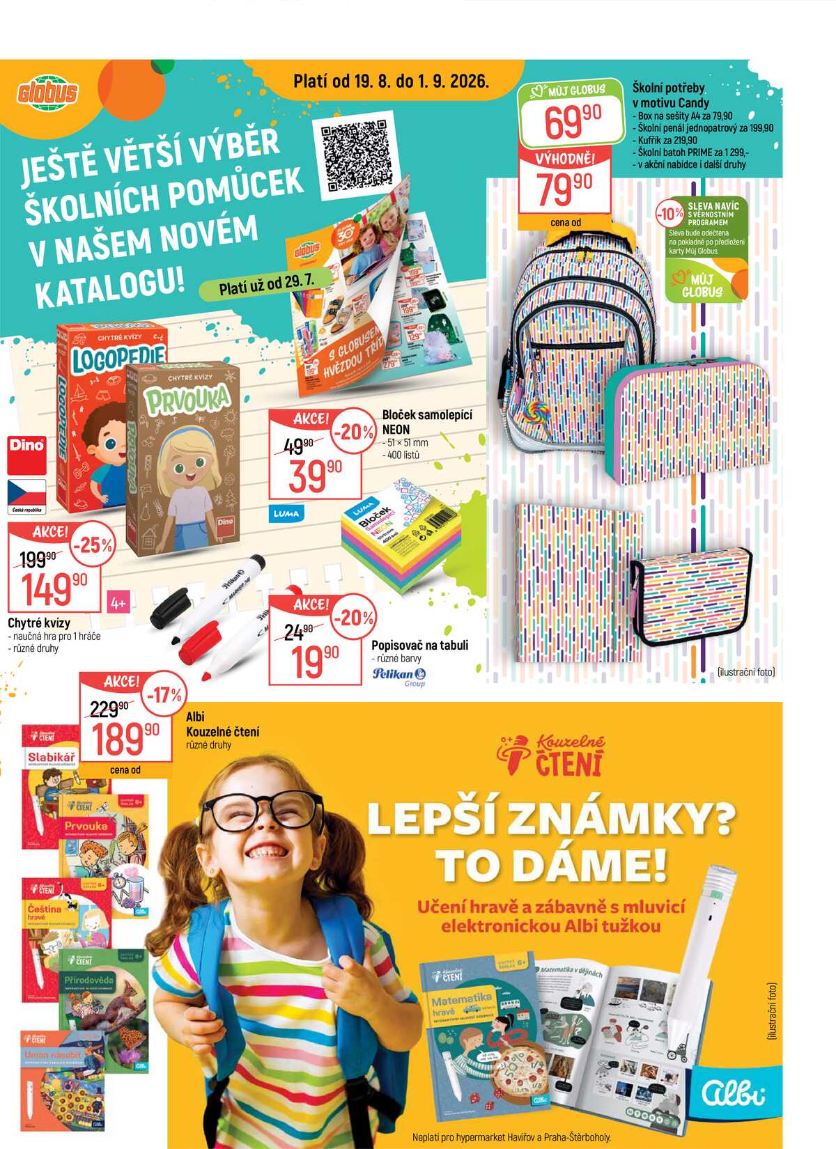 Akční leták Globus 19.8. - 1.9.2026 - Globus Praha - Centrum Černý Most strana 1