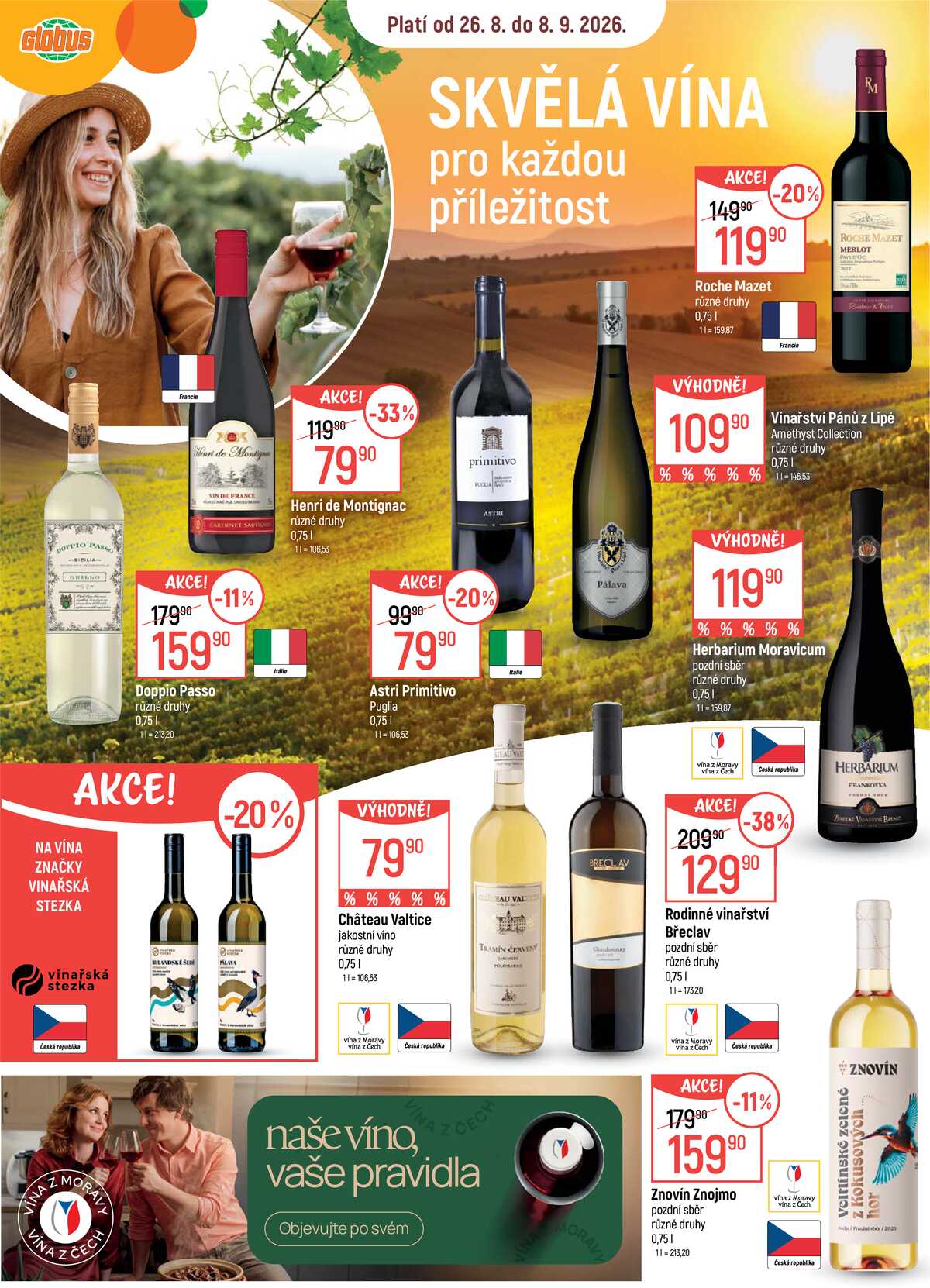 Akční leták Globus 26.8. - 8.9.2026 - Globus České Budějovice strana 1