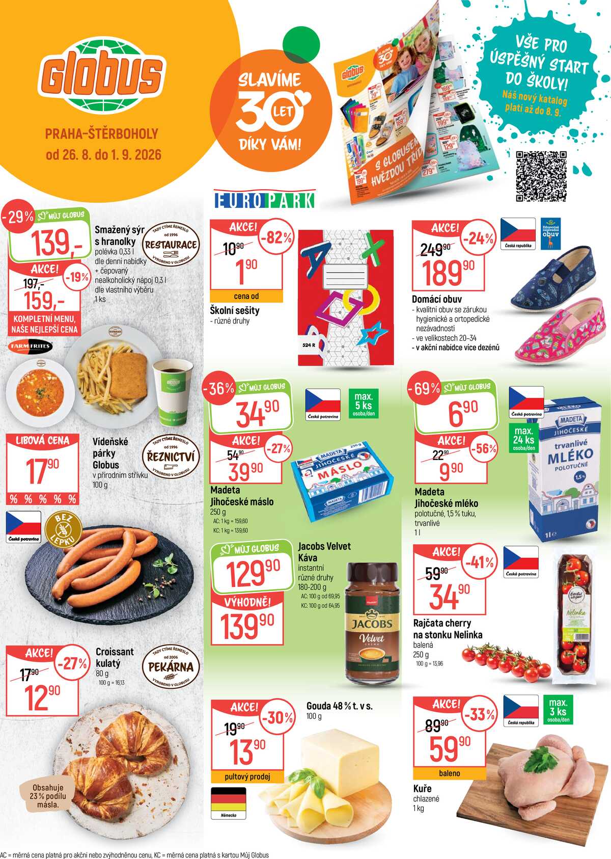 Akční leták Globus 26.8. - 1.9.2026 - Globus Praha - Štěrboholy strana 1