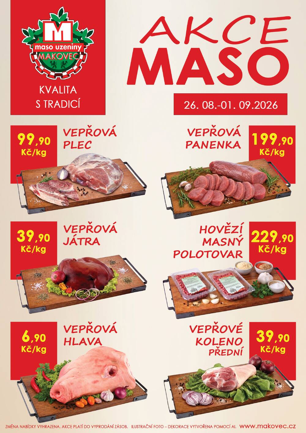 Leták MAKOVEC a.s. – maso uzeniny - Makovec 3.skupina od 26.8. do 1.9.2026 - strana 1
