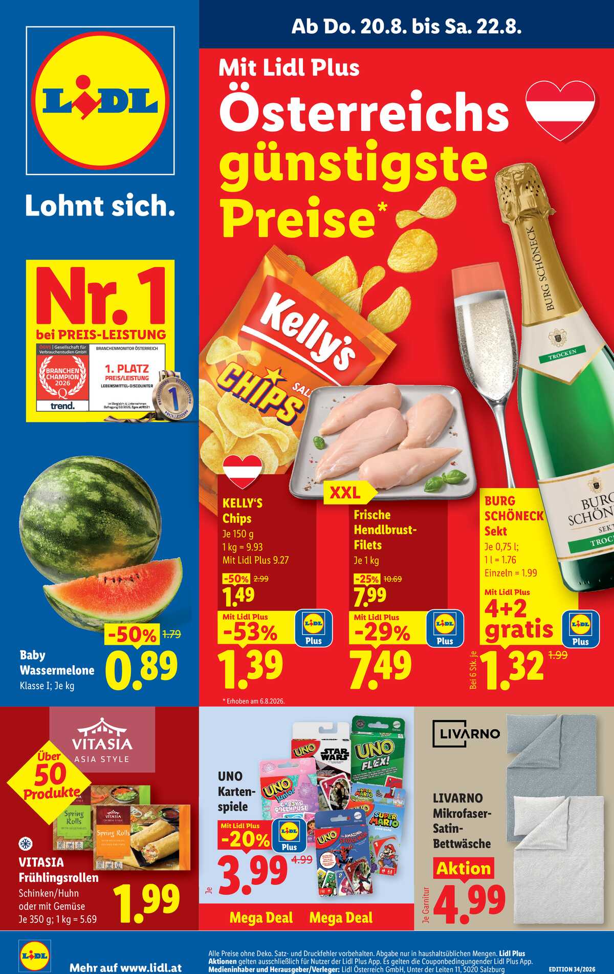 Leták Lidl Rakousko 20.8.-26.8.2026 strana 1