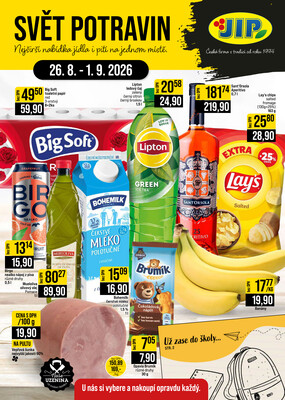 JIP Cash &amp;amp; Carry Brno, Praha, Ostrava, Jilemnice, Pardubice, Ostrava, Karlovy Vary, Olomouc a Zlín od 26.8. do 1.9.2026