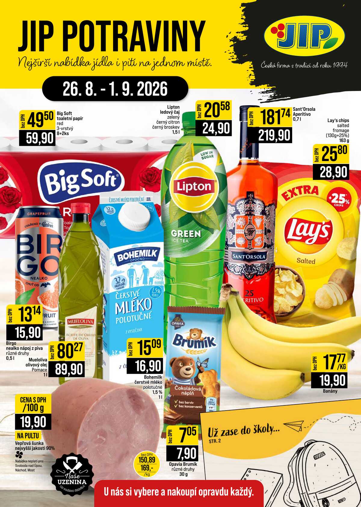 JIP Cash & Carry České Budějovice, Most, Náchod, Polička, Sušice a Svoboda nad Úpou od 26.8. do 1.9.2026 strana 1