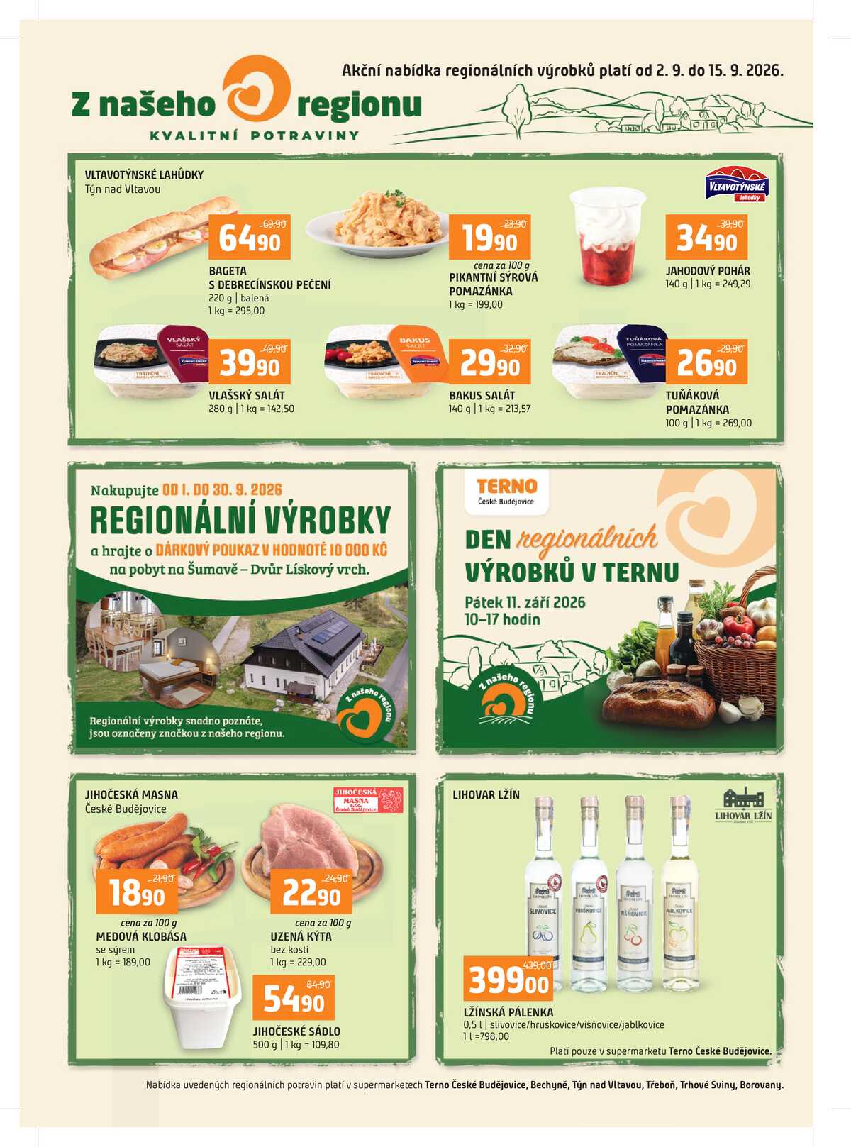 Terno Borovany, Třeboň, Trhové sviny, Bechyně, Týn nad Vltavou od 2.9. do 8.9.2026 strana 16
