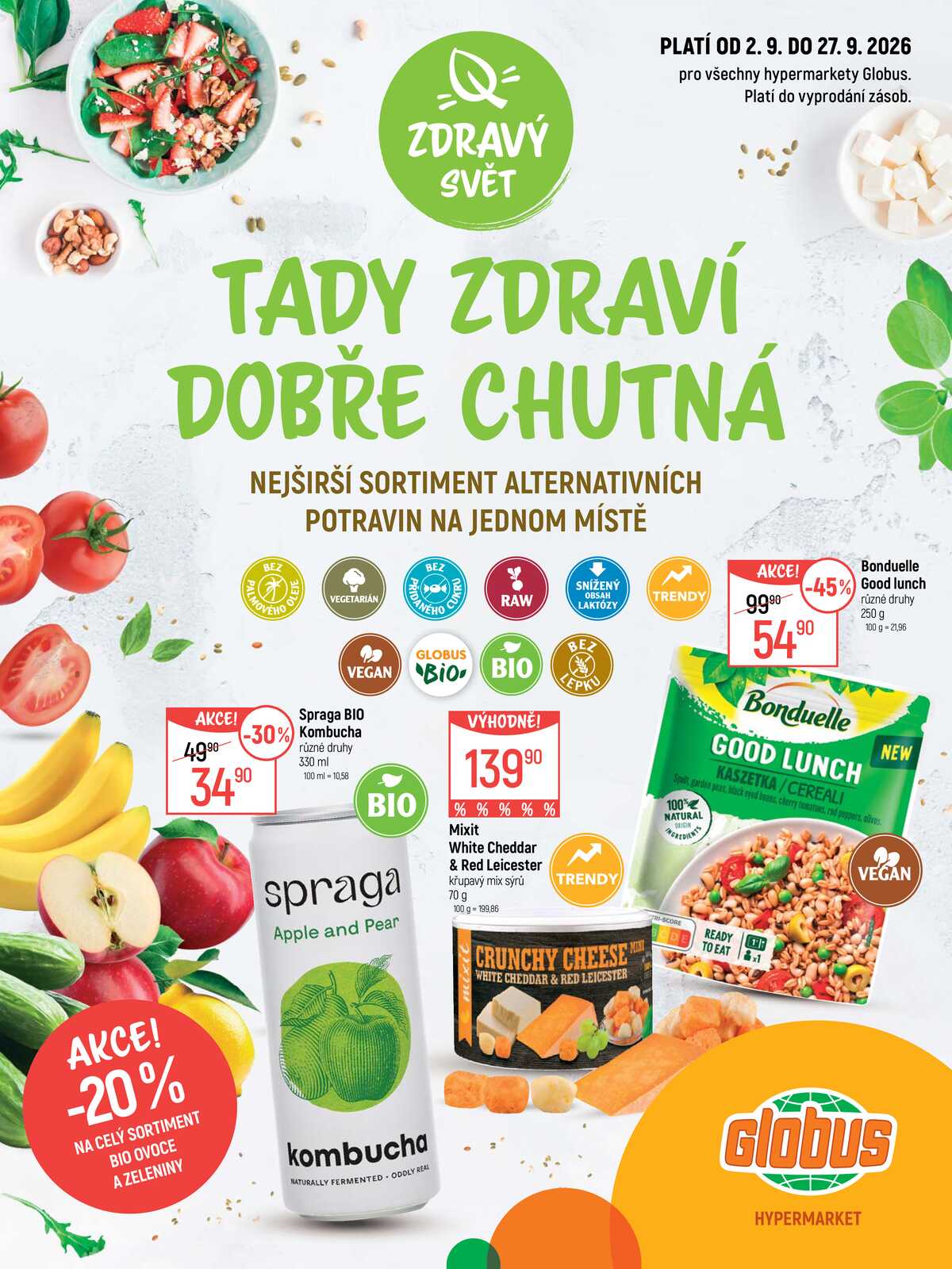 Akční leták Globus 2.9. - 27.9.2026 - Globus Praha - Centrum Černý Most strana 1