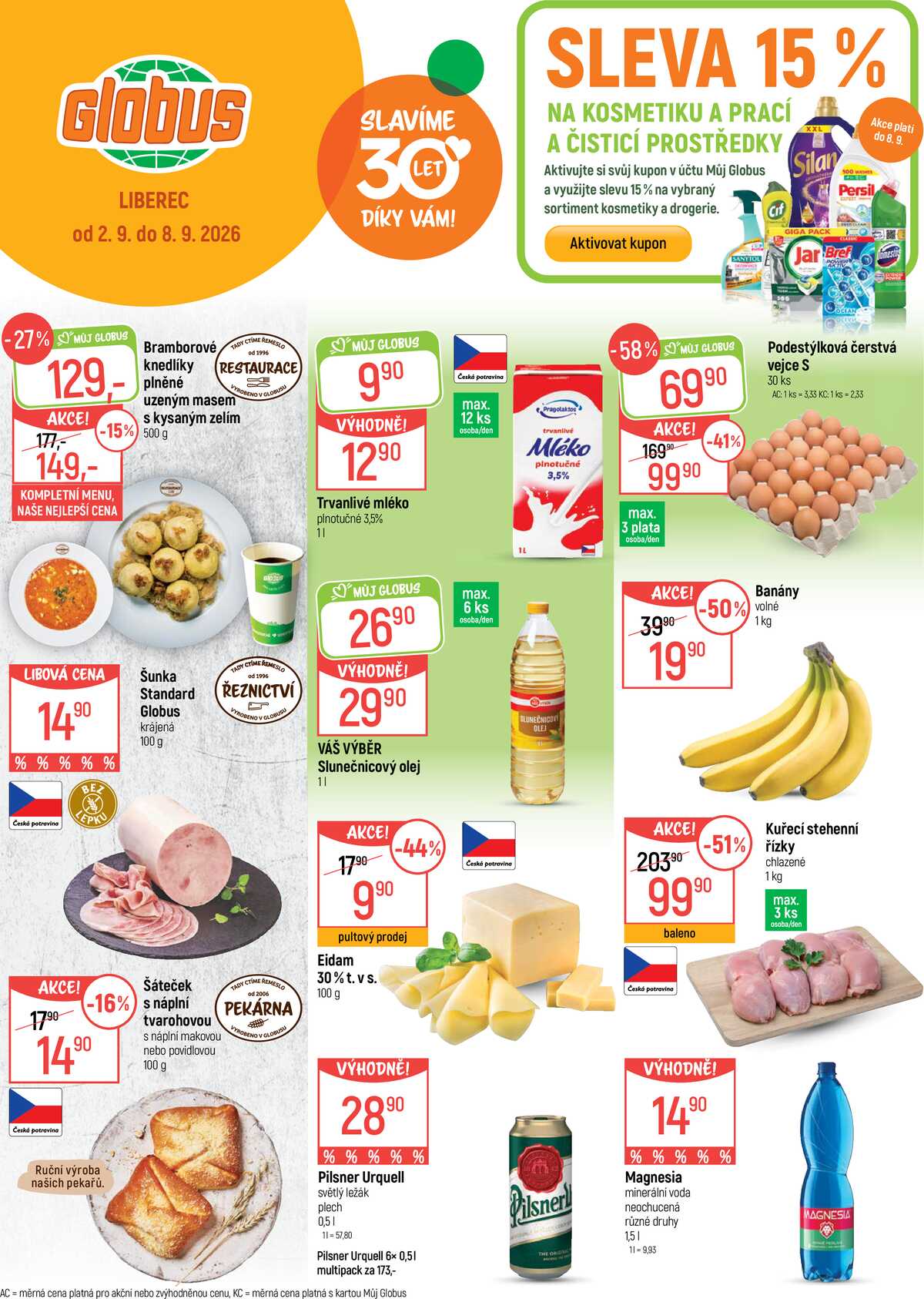 Akční leták Globus 2.9. - 8.9.2026 - Globus Liberec strana 1