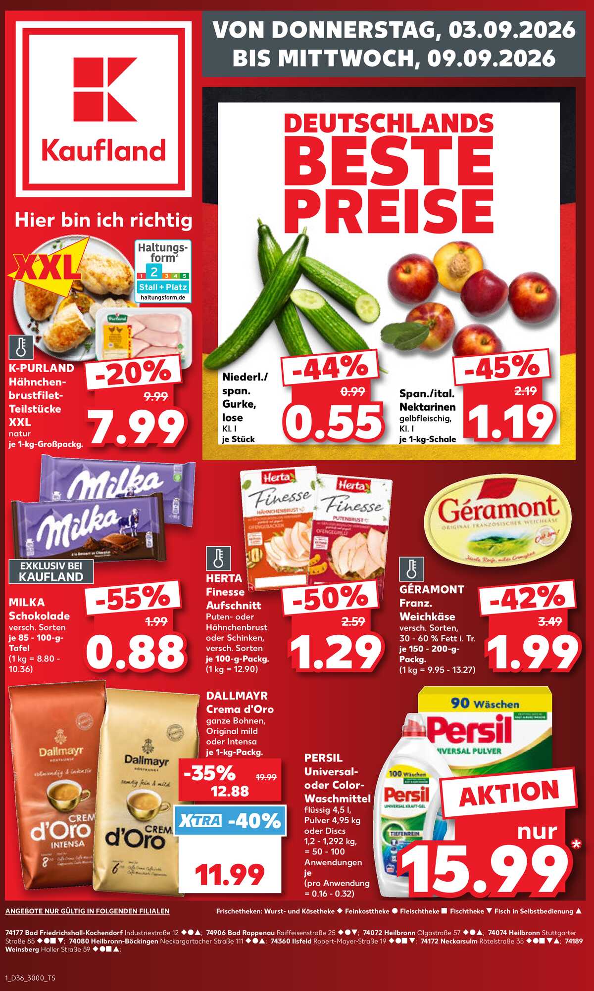 Leták Kaufland Německo 3.9.-9.9.2026 strana 1