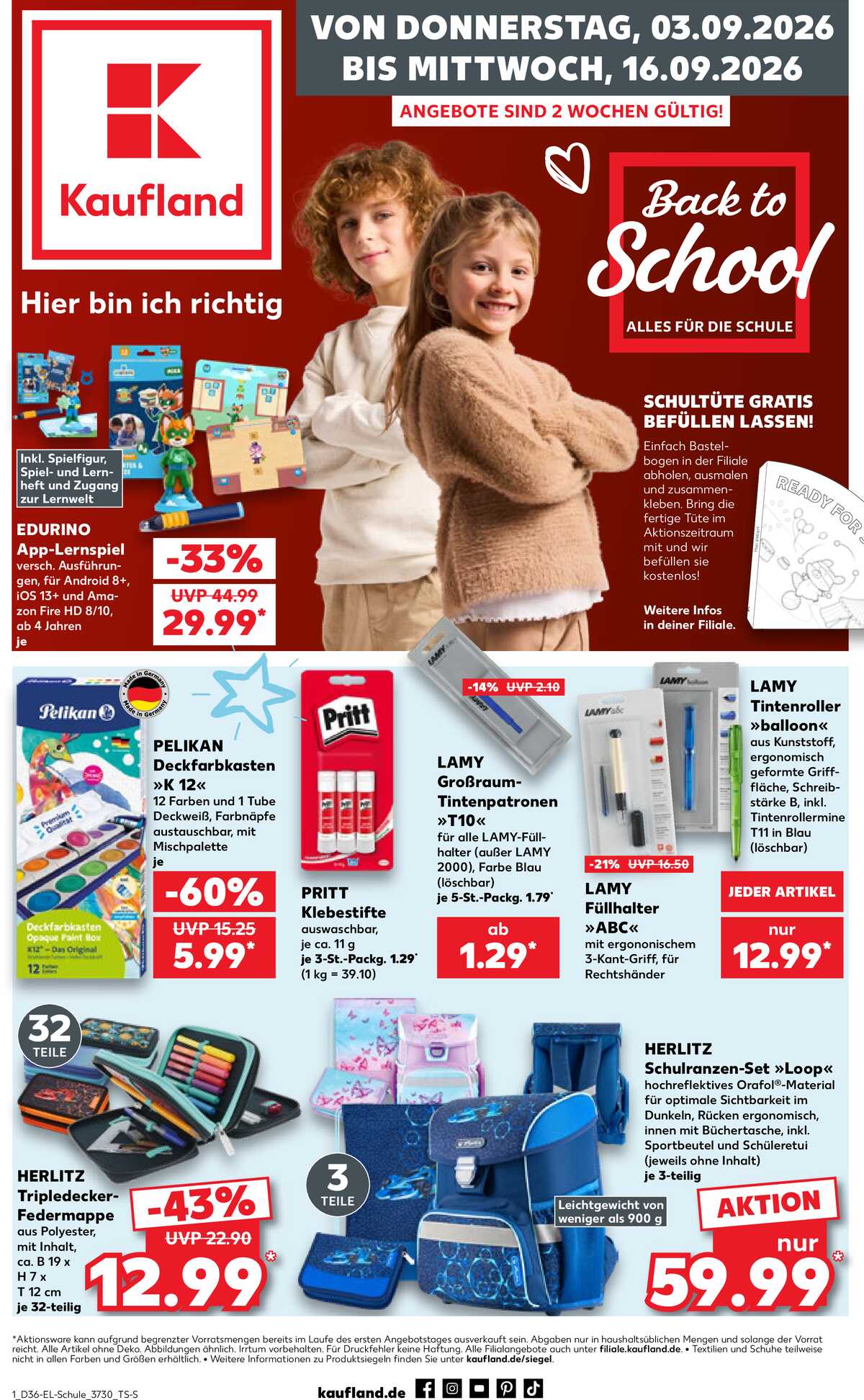 Leták Kaufland Německo 3.9.-16.9.2026 strana 1