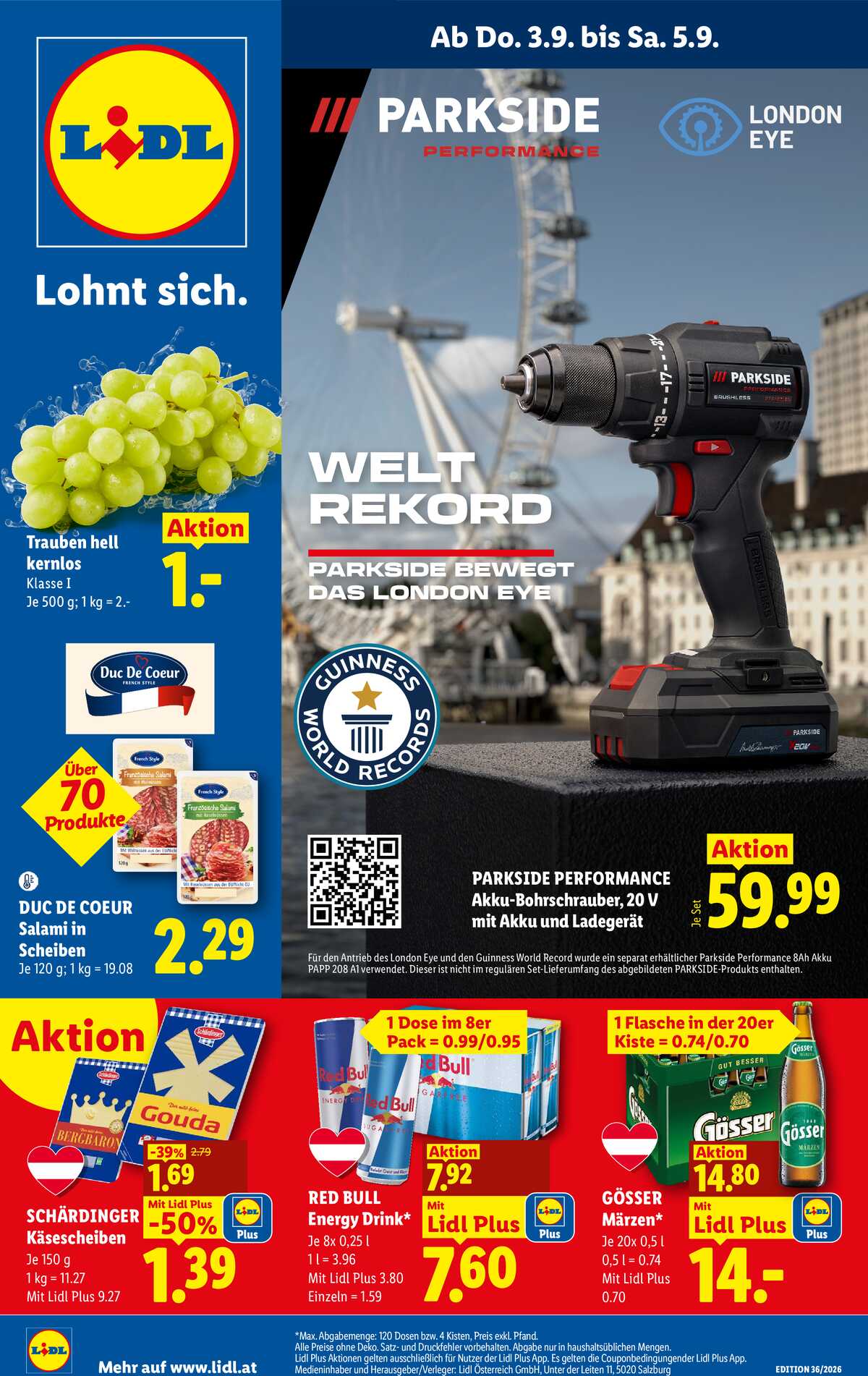 Leták Lidl Rakousko 3.9.-9.9.2026 strana 1