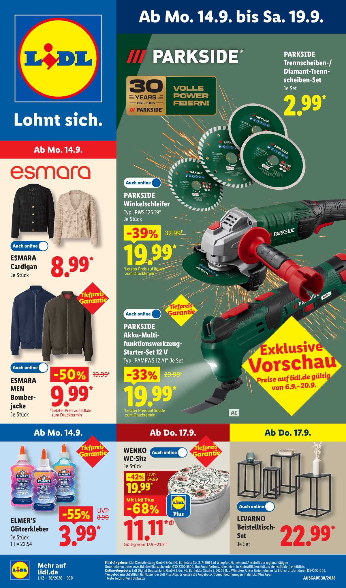 Leták Lidl Německo 14.9.-19.9.2026 strana 1