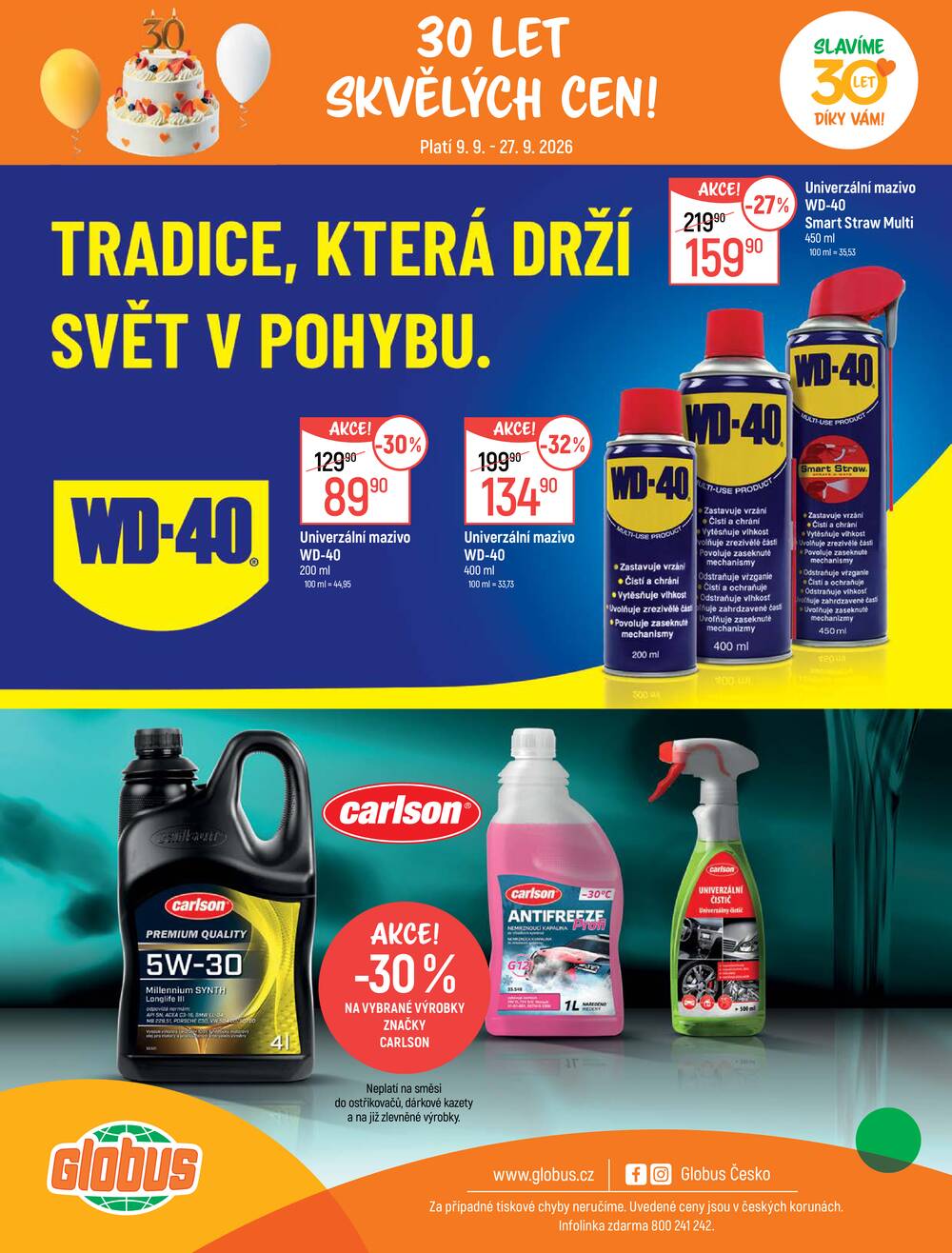 Akční leták Globus 9.9. - 27.9.2026 - Globus Praha - Čakovice