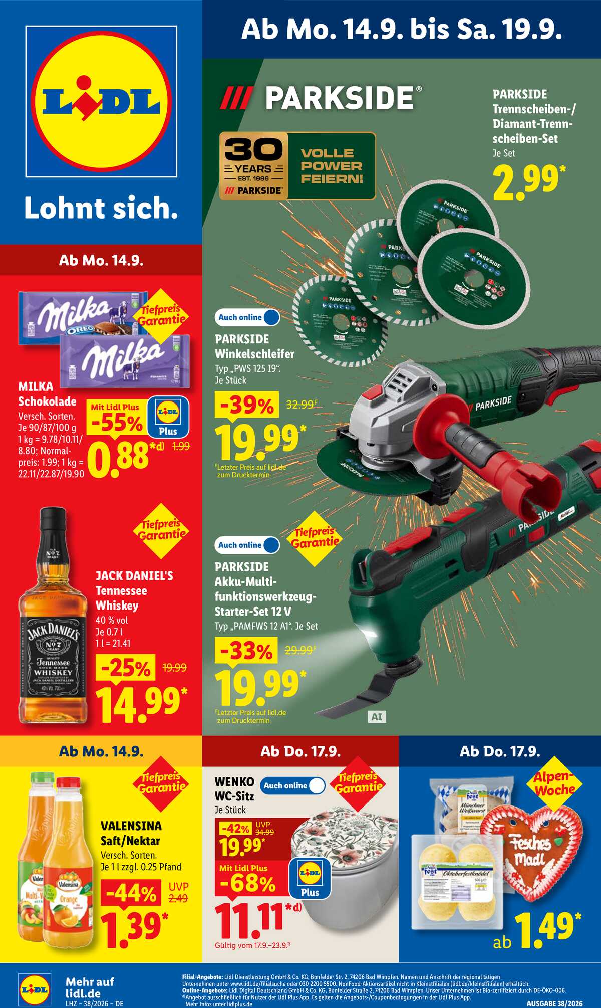 Leták Lidl Německo 14.9.-19.9.2026 strana 1