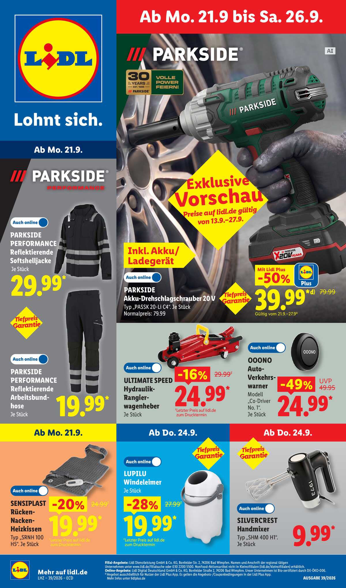 Leták Lidl Německo 21.9.-26.9.2026 strana 1
