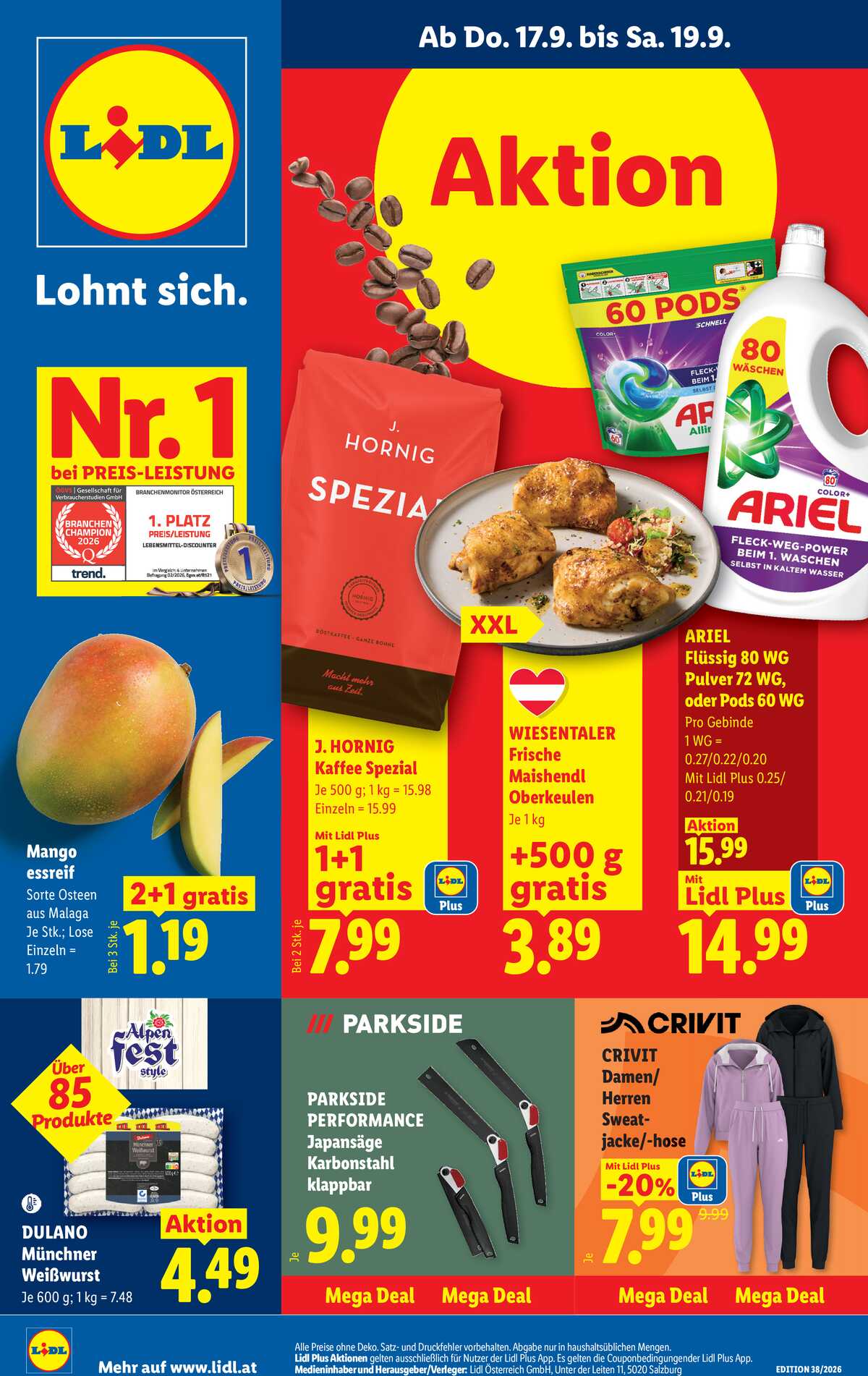 Leták Lidl Rakousko 17.9.-23.9.2026 strana 1