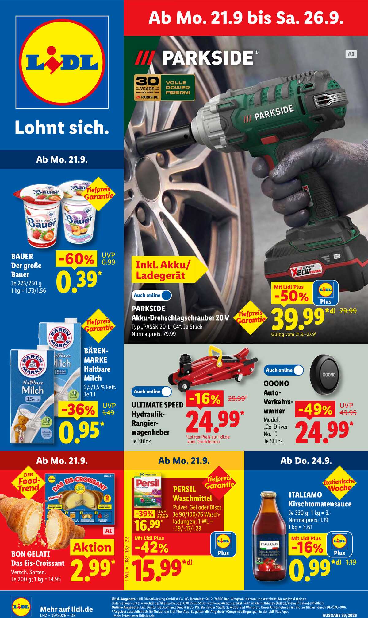Leták Lidl Německo 21.9.-26.9.2026 strana 1