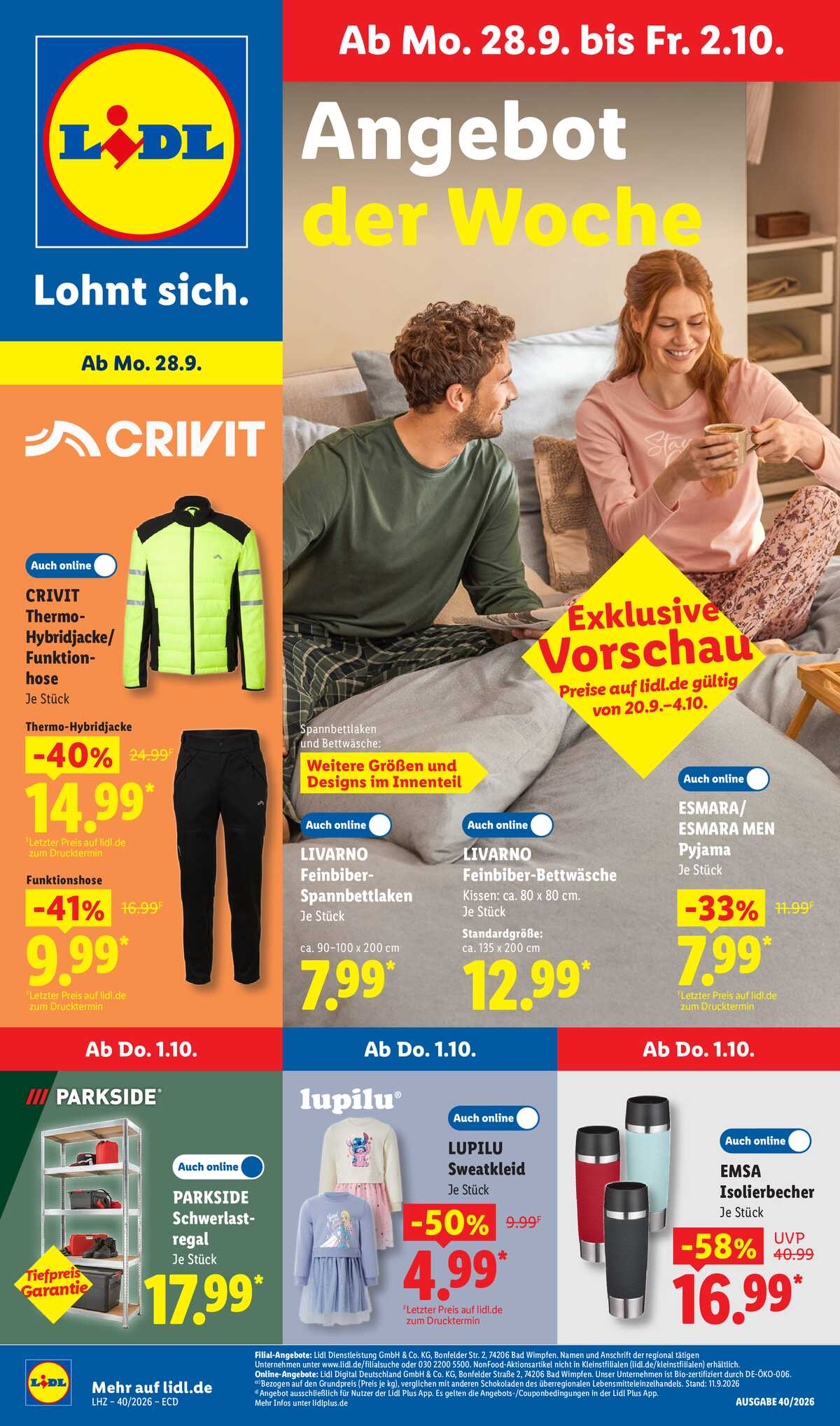 Leták Lidl Německo 28.9.-3.10.2026 strana 1