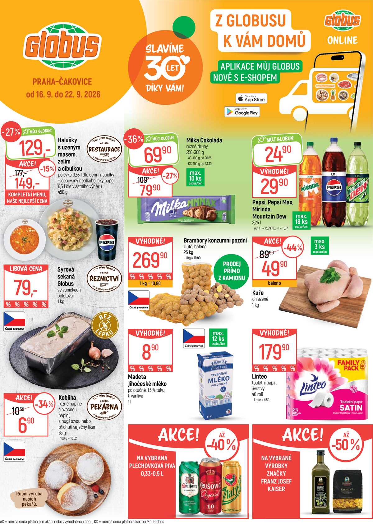 Akční leták Globus 16.9. - 22.9.2026 - Globus Praha - Čakovice strana 1