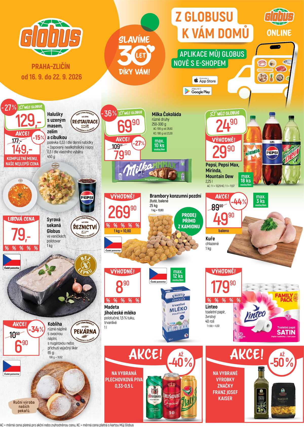 Akční leták Globus 16.9. - 22.9.2026 - Globus Praha - Zličín strana 1