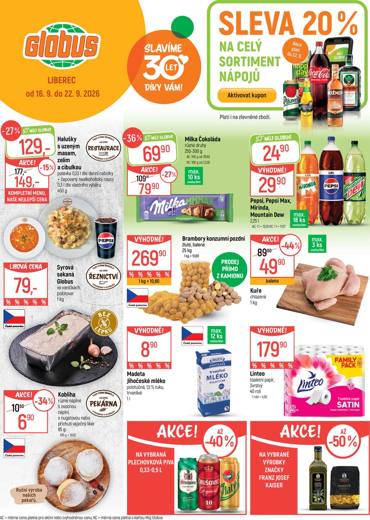 Akční leták Globus 16.9. - 22.9.2026 - Globus Liberec strana 1