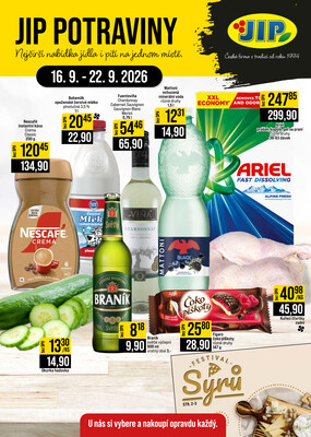 JIP Cash &amp;amp; Carry České Budějovice, Most, Náchod, Polička, Sušice a Svoboda nad Úpou od 16.9. do 22.9.2026