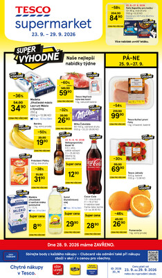 Tesco supermarkety od 23.9. do 29.9.2026