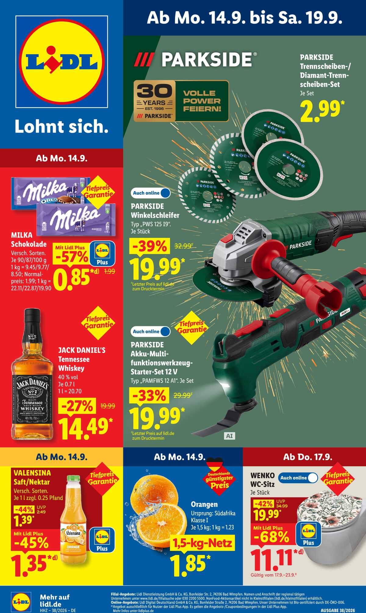 Leták Lidl Německo 14.9.-19.9.2026 strana 1