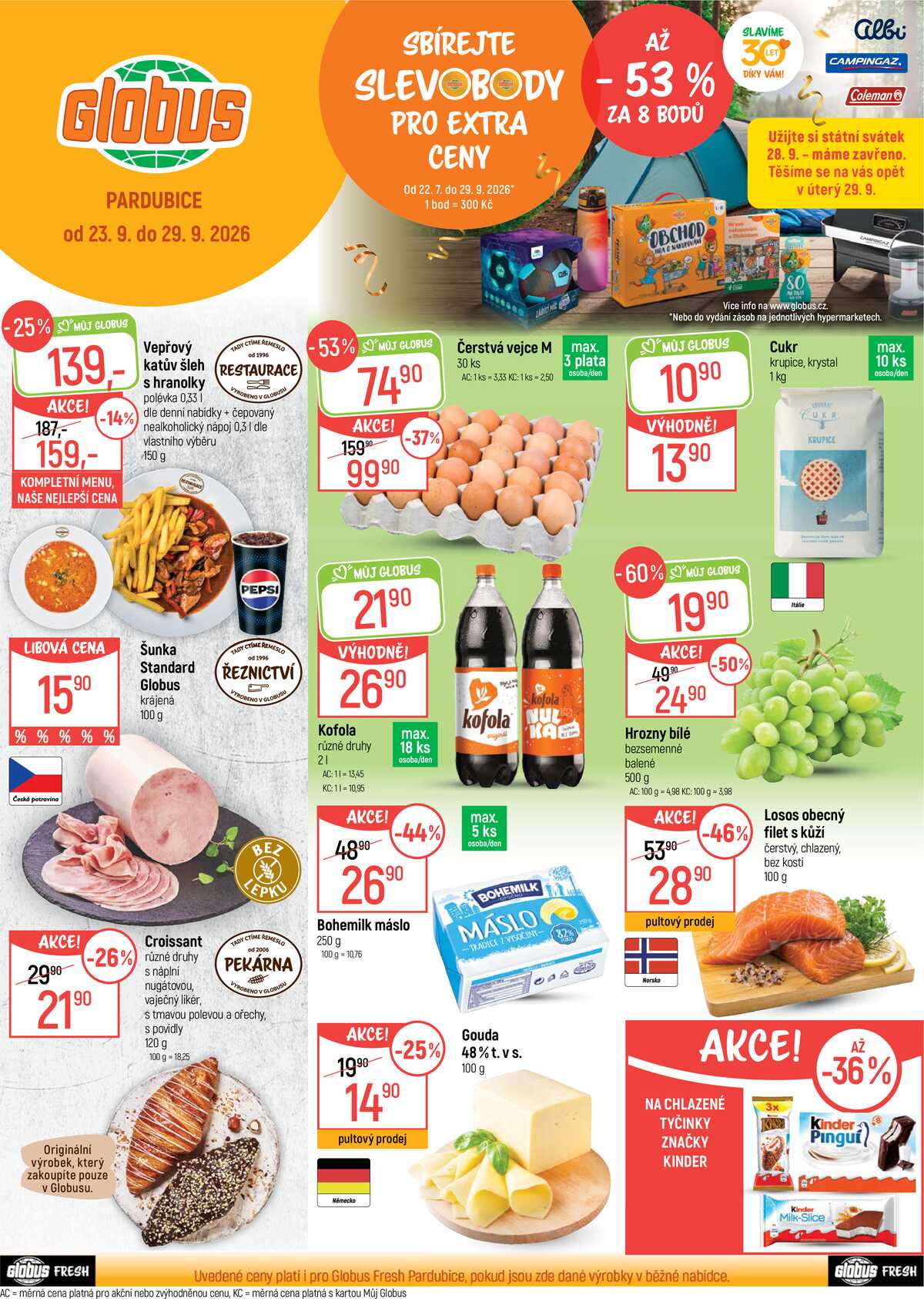 Akční leták Globus 23.9. - 29.9.2026 - Globus Pardubice strana 1