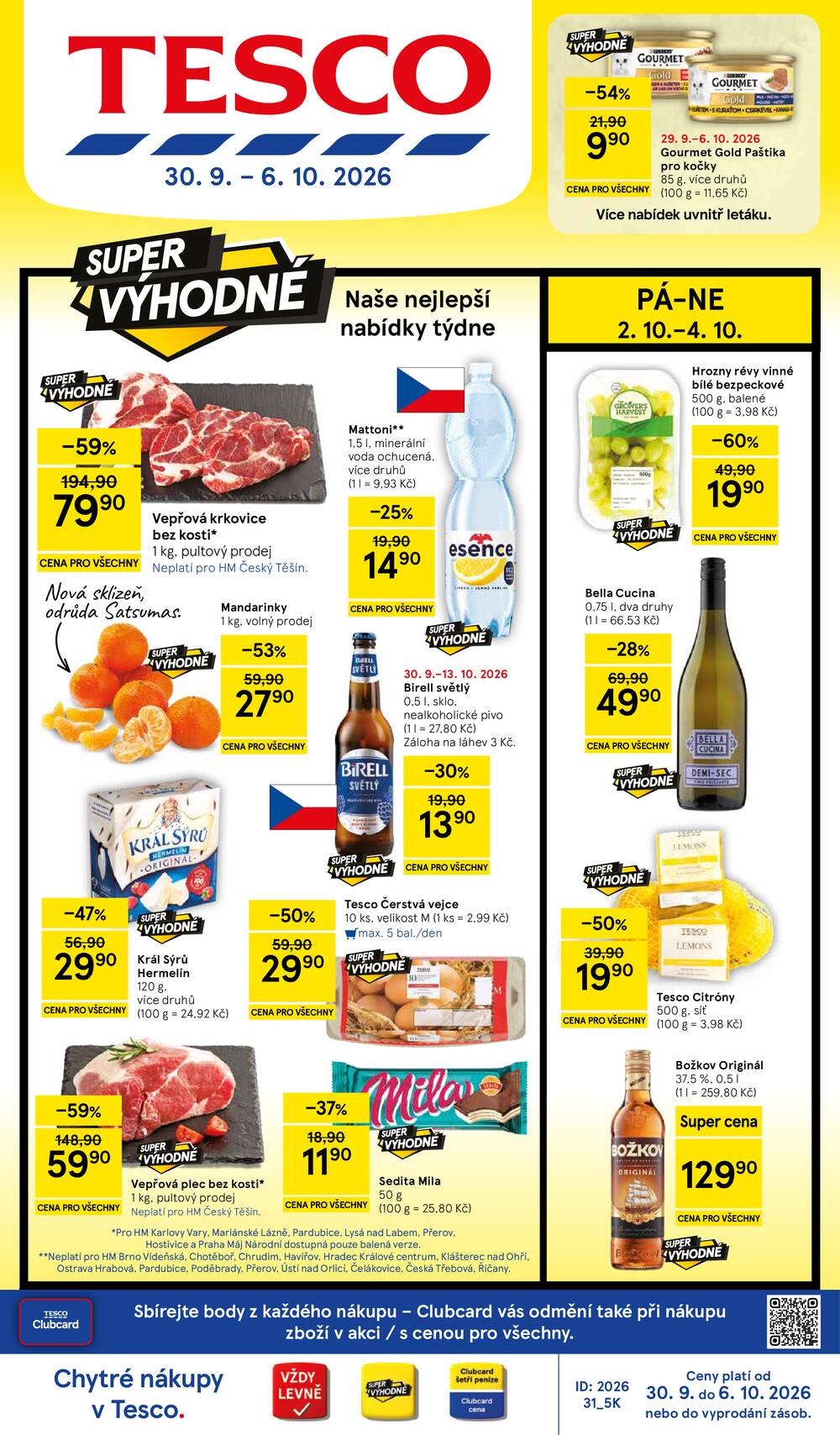 Leták Tesco - Tesco hypermarkety od 30.9. do 6.10.2026 - strana 1 Leták Tesco - Tesco hypermarkety od 30.9. do 6.10.2026 - strana 1