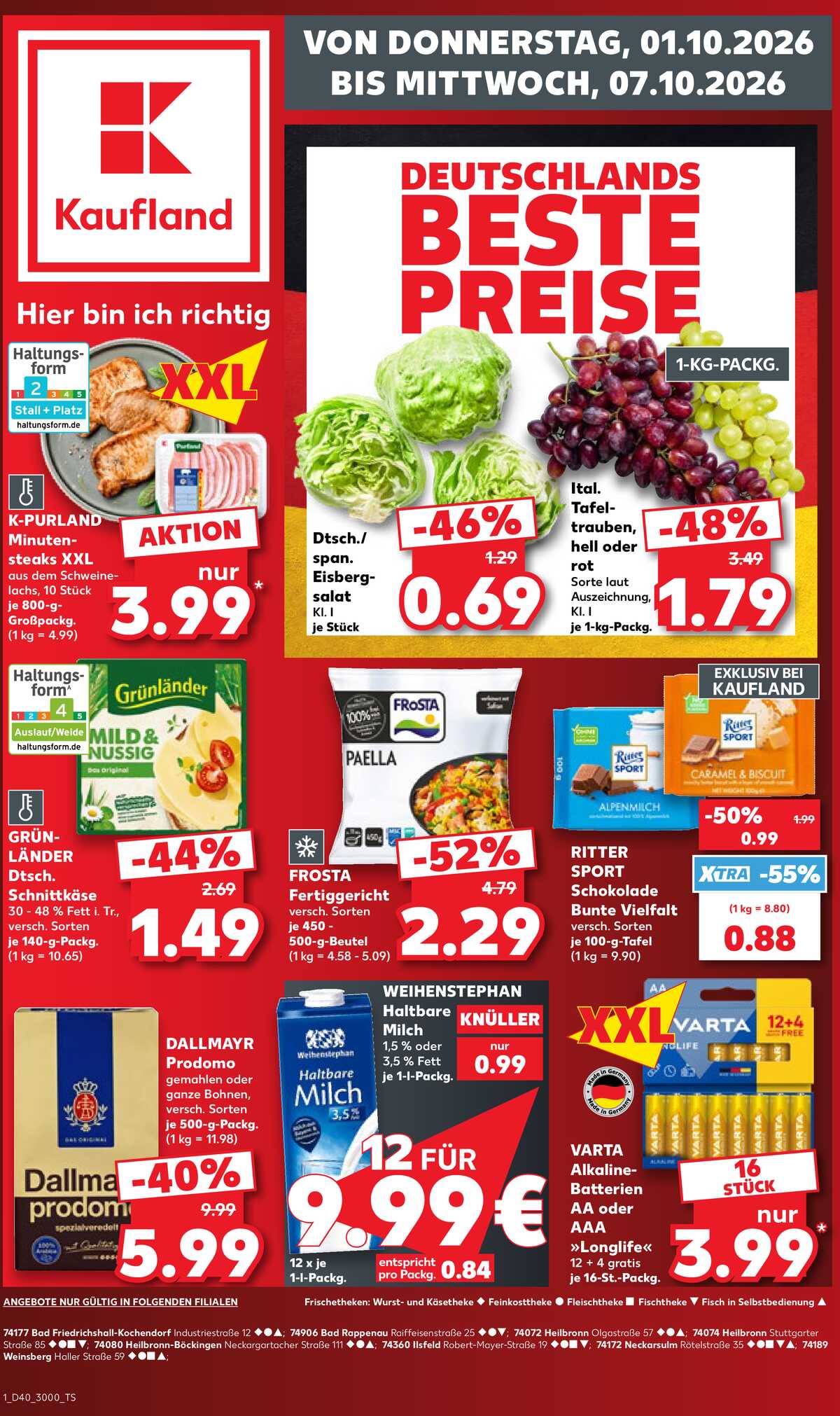 Leták Kaufland Německo 1.10.-7.10.2026 strana 1