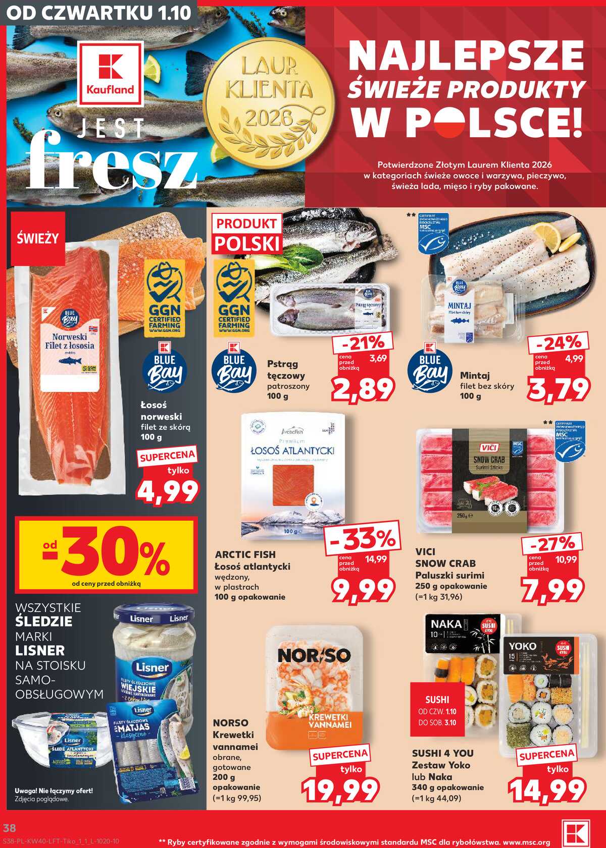 Leták Kaufland Polsko 1.10.-7.10.2026 - Týdenní zpravodaj strana 38
