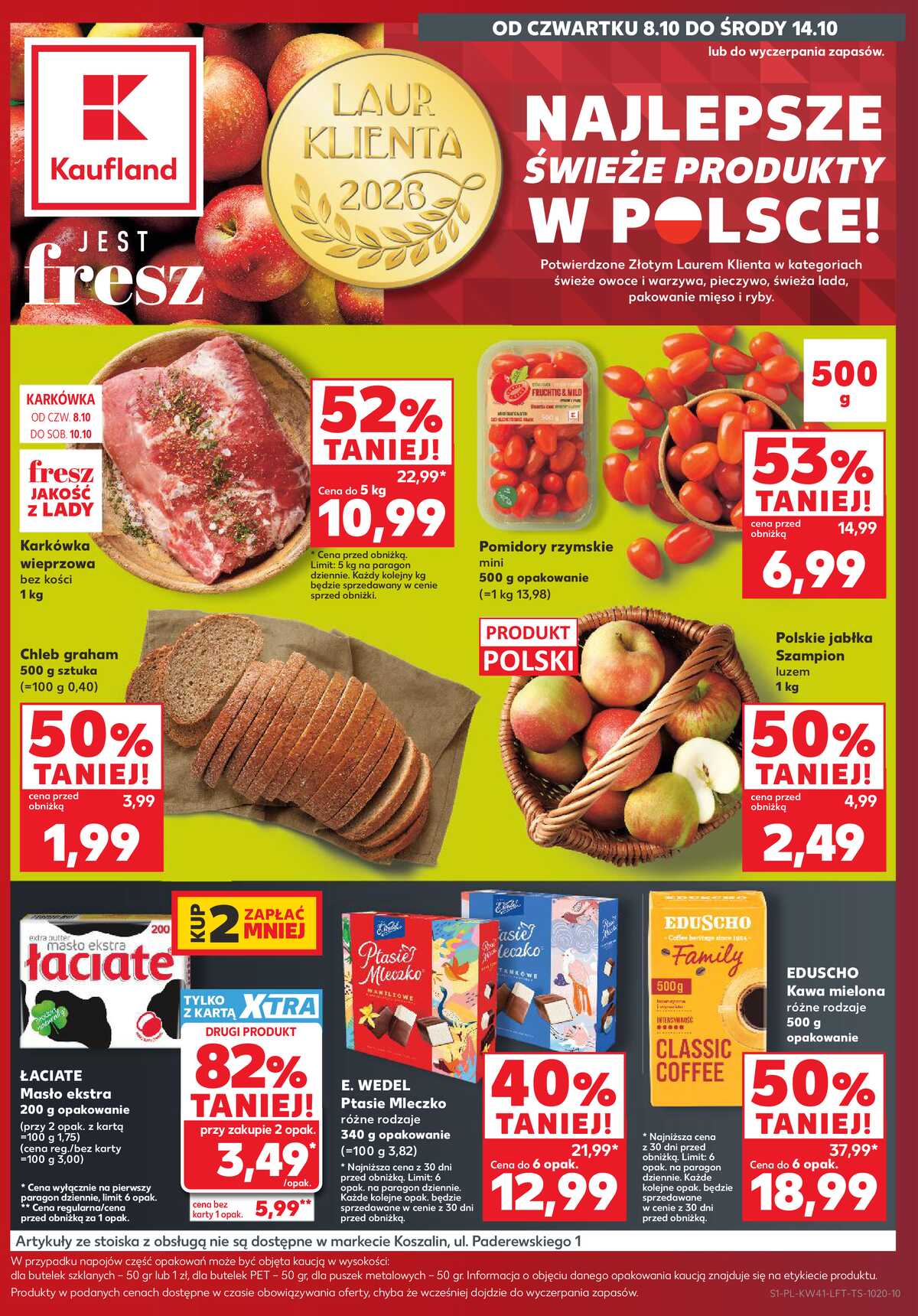 Leták Kaufland Polsko 8.10.-14.10.2026 - Týdenní zpravodaj strana 1