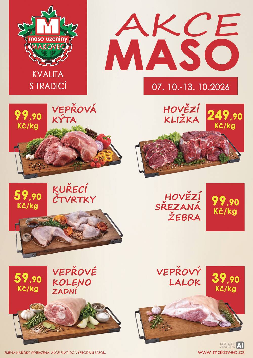 Leták MAKOVEC a.s. – maso uzeniny - Makovec 1.skupina od 7.10. do 13.10.2026 - strana 1
