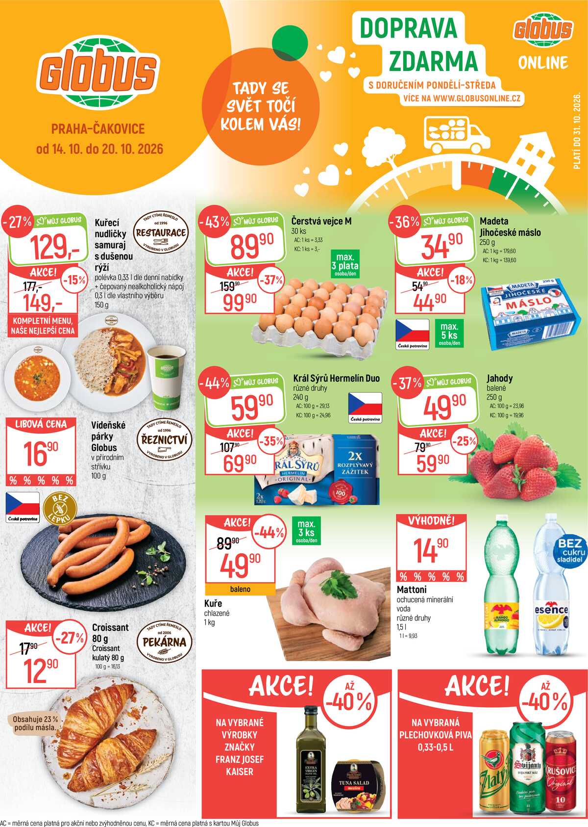 Akční leták Globus 14.10. - 20.10.2026 - Globus Praha - Čakovice strana 1