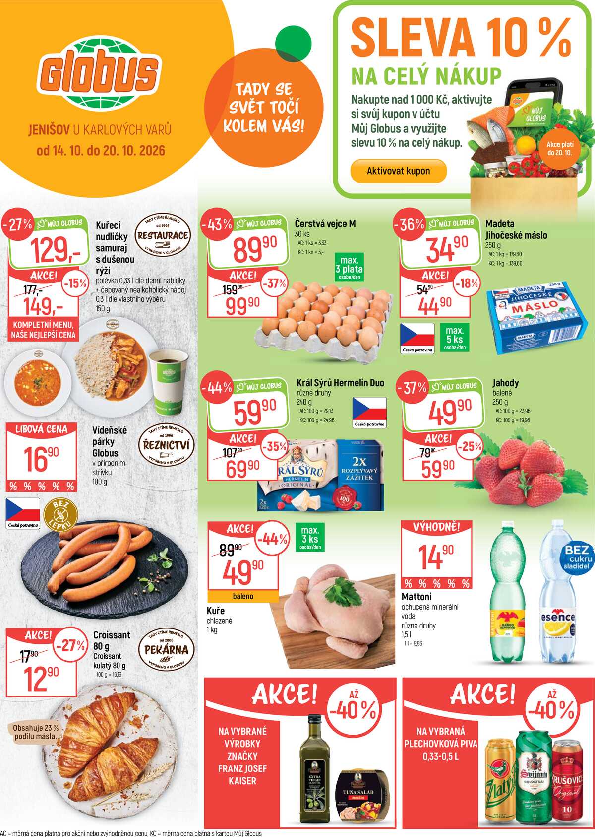 Akční leták Globus 14.10. - 20.10.2026 - Globus Jenišov u Karlových Varů strana 1