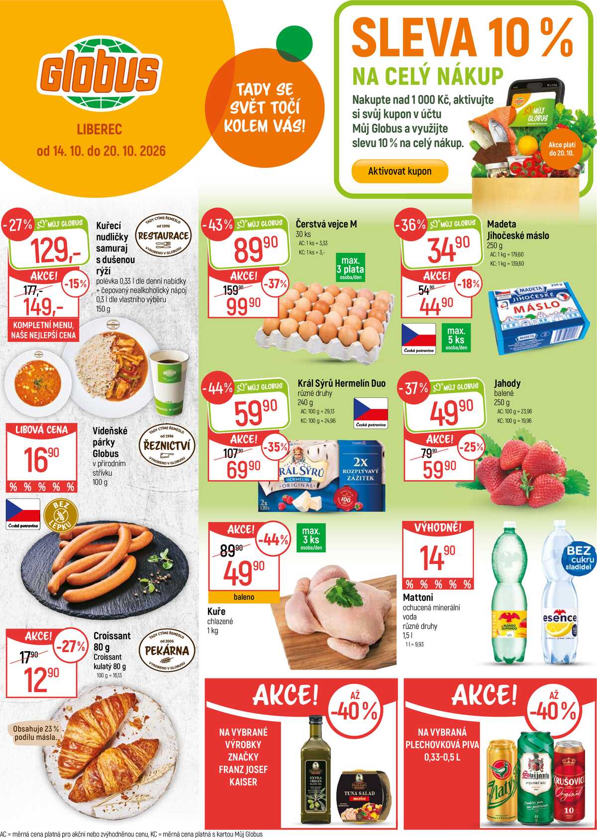 Akční leták Globus 14.10. - 20.10.2026 - Globus Liberec strana 1