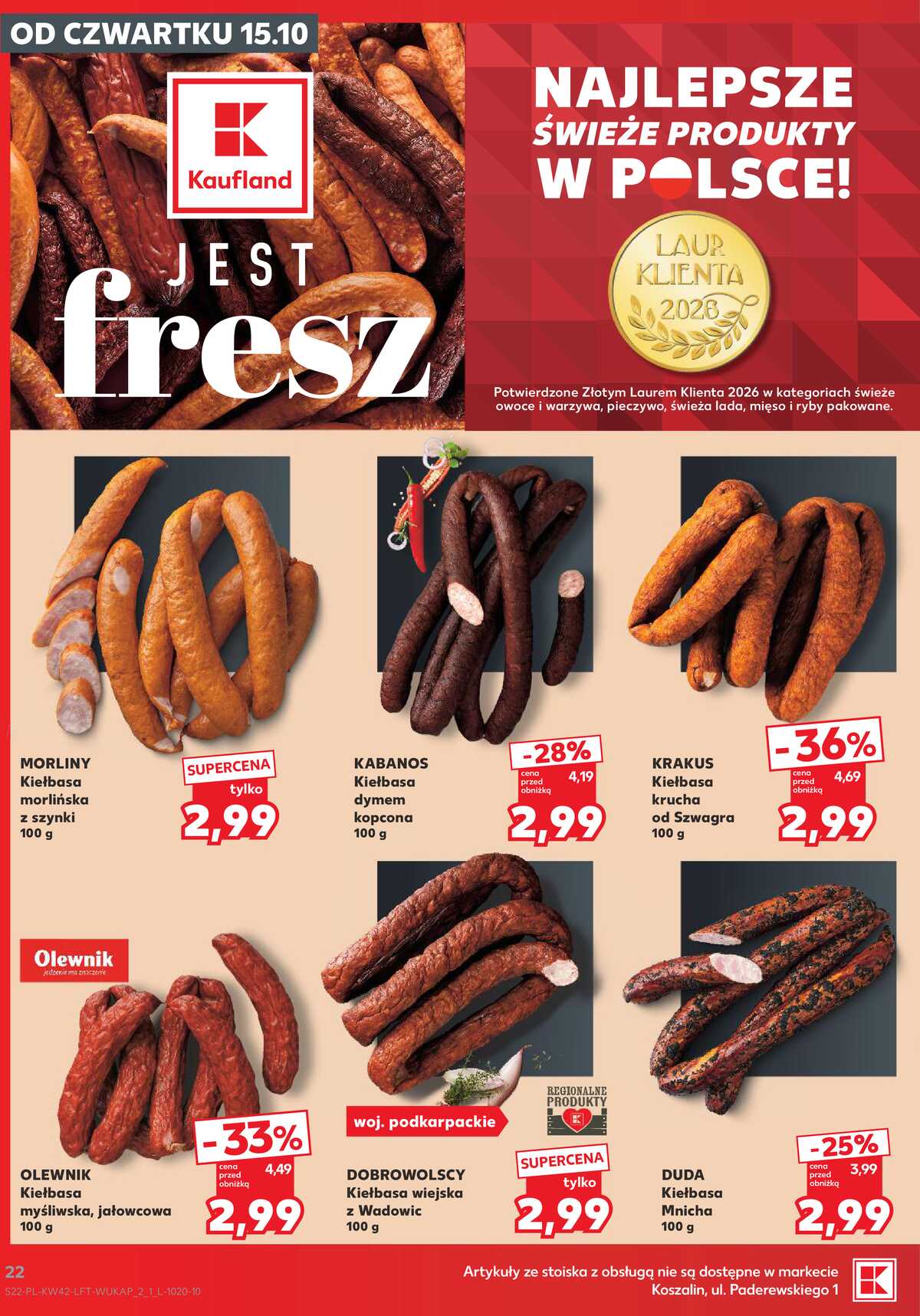 Leták Kaufland Polsko 15.10.-21.10.2026 - Týdenní zpravodaj strana 22