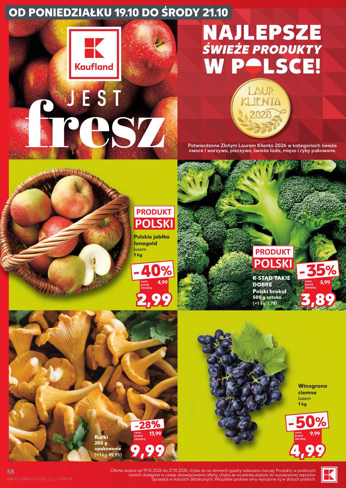 Leták Kaufland Polsko 15.10.-21.10.2026 - Týdenní zpravodaj strana 58
