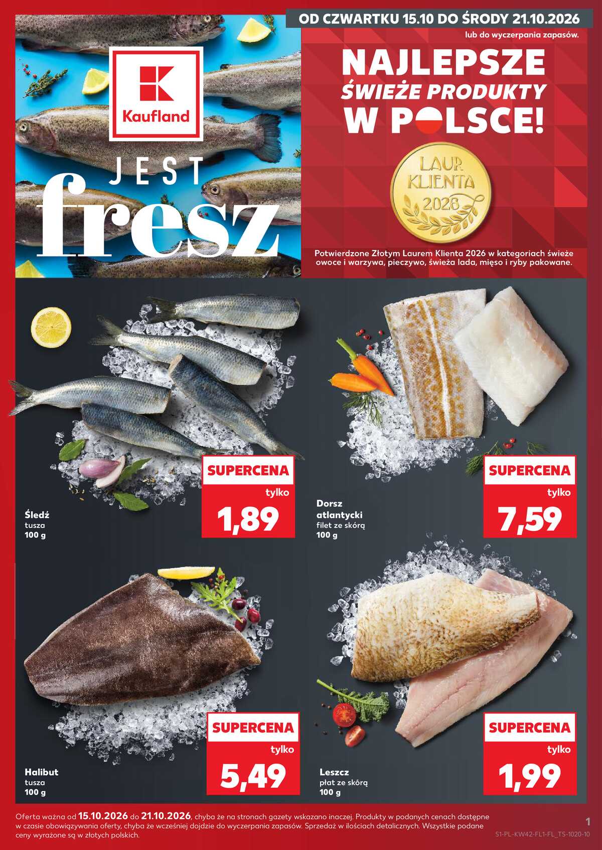 Leták Kaufland Polsko 15.10.-21.10.2026 - Ryby z našeho pultu strana 1