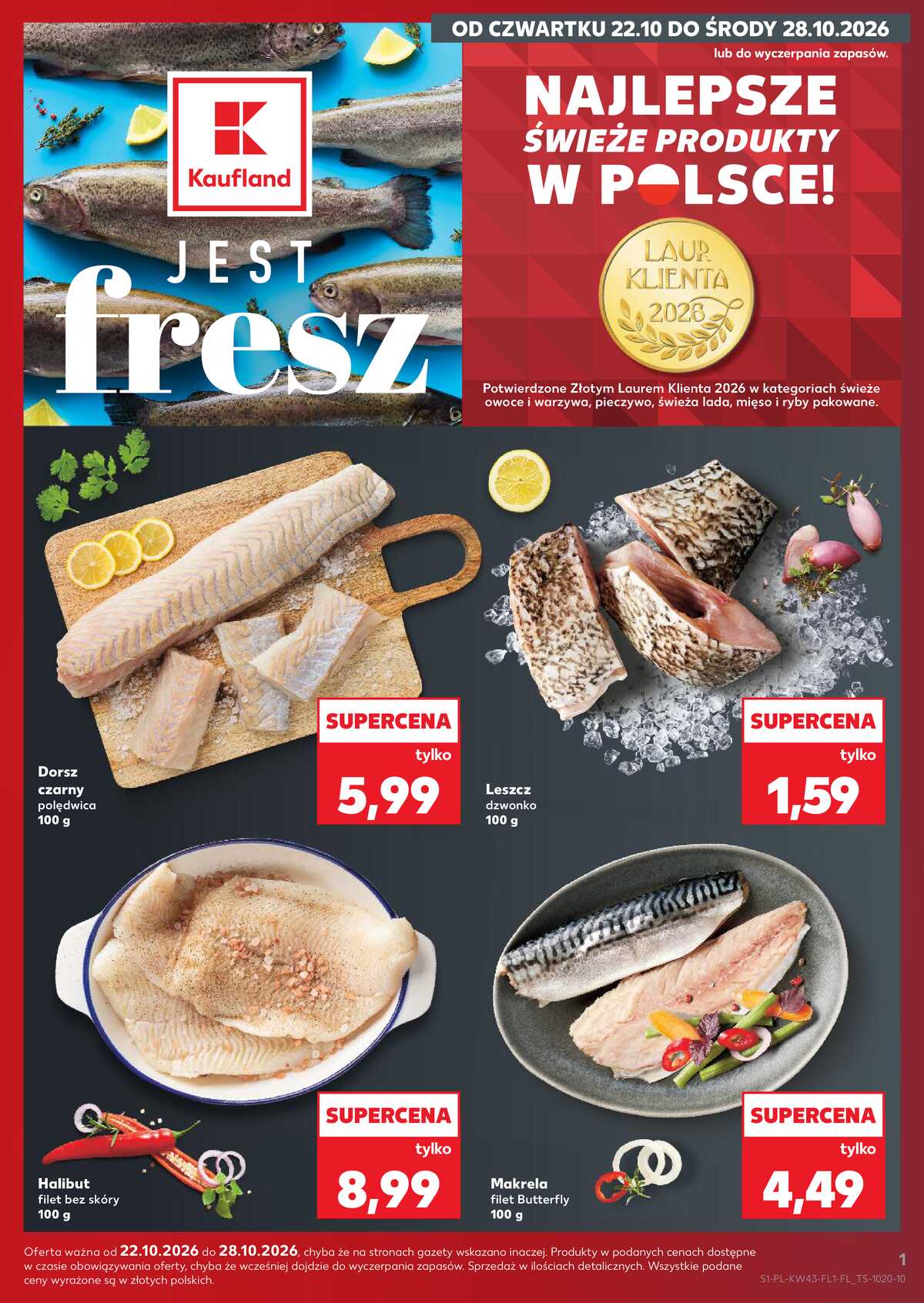 Leták Kaufland Polsko 22.10.-28.10.2026 - Ryby z našeho pultu strana 1
