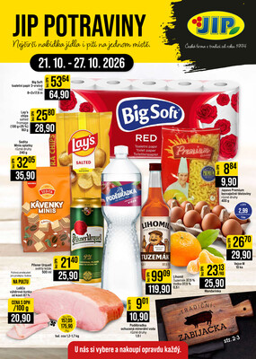 JIP Cash &amp;amp; Carry České Budějovice, Most, Náchod, Polička, Sušice a Svoboda nad Úpou od 21.10. do 27.10.2026