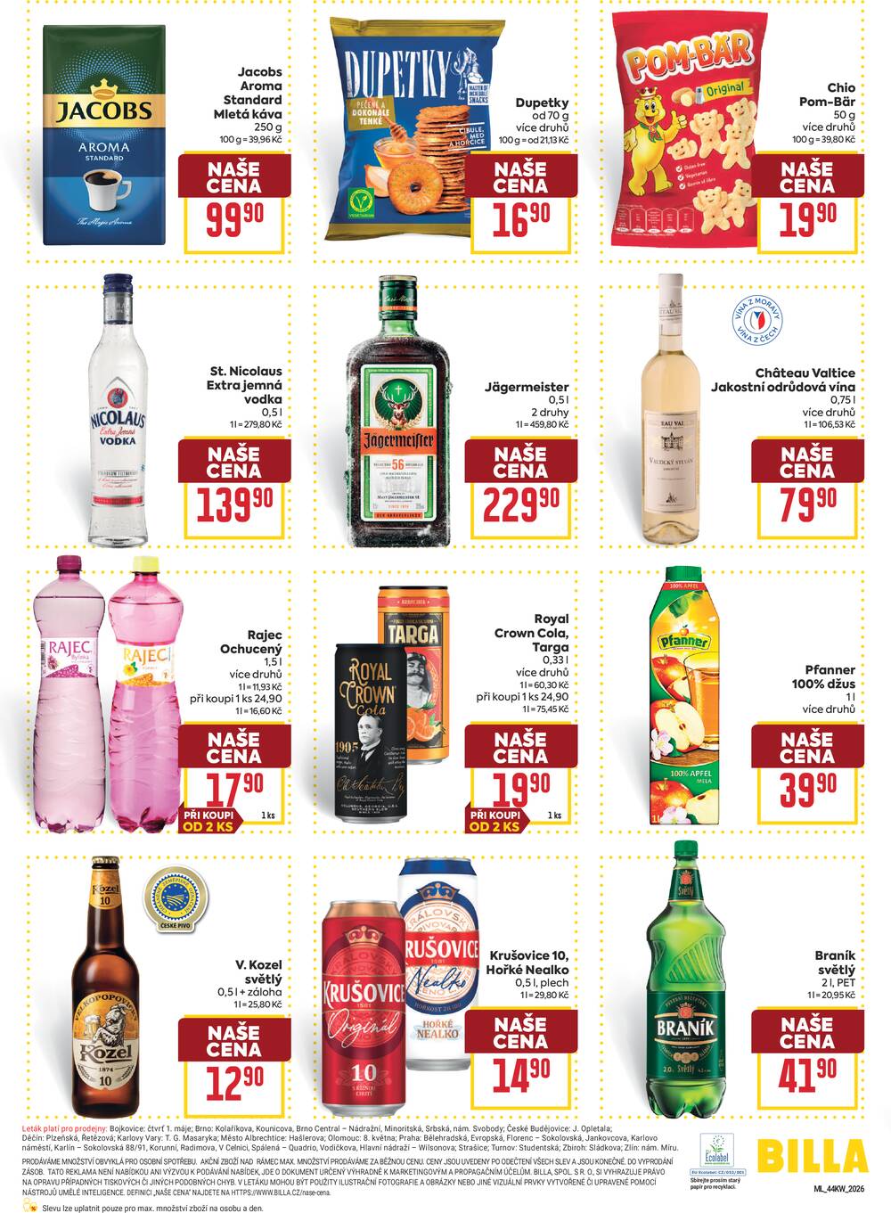 BILLA malý leták od 28.10. do 3.11.2026