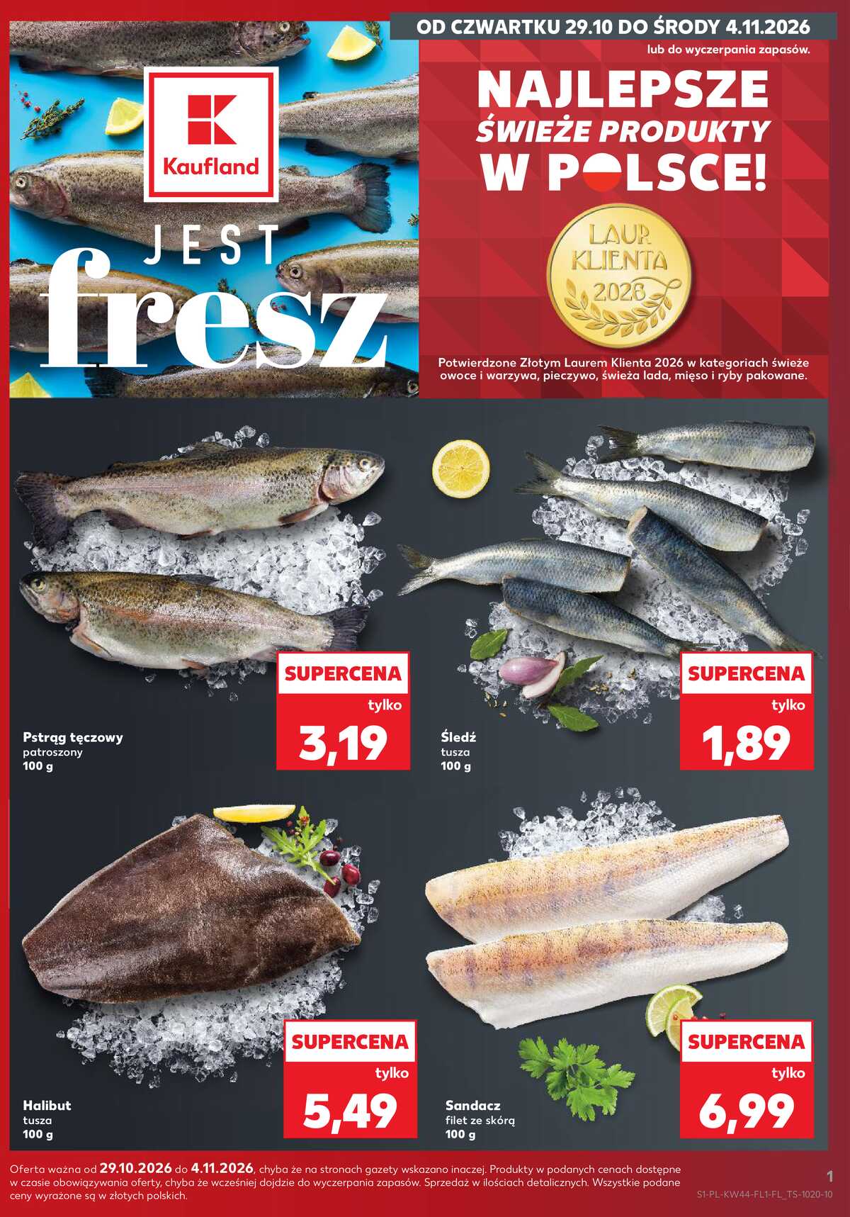 Leták Kaufland Polsko 29.10.-4.11.2026 - Ryby z našeho pultu strana 1